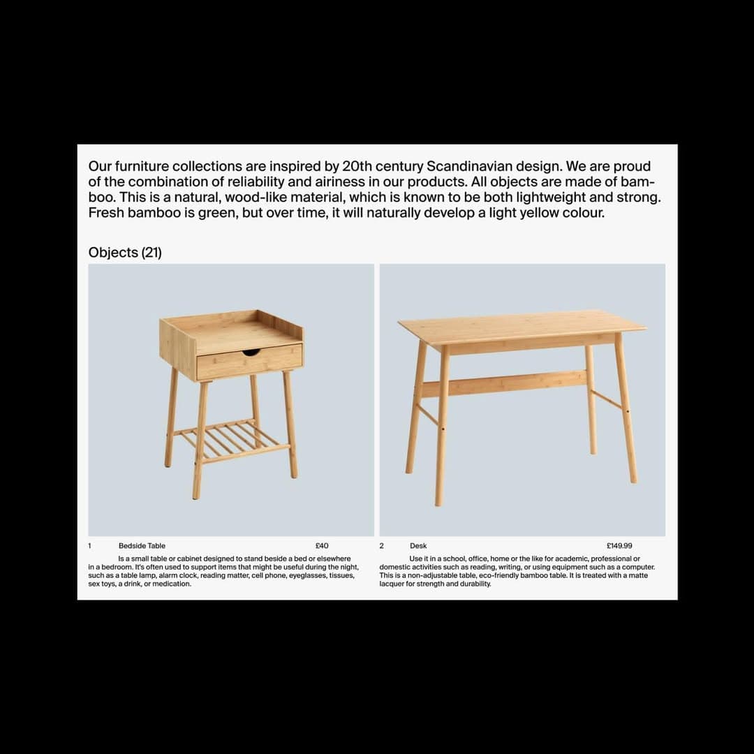 Furniture brand visual exploration